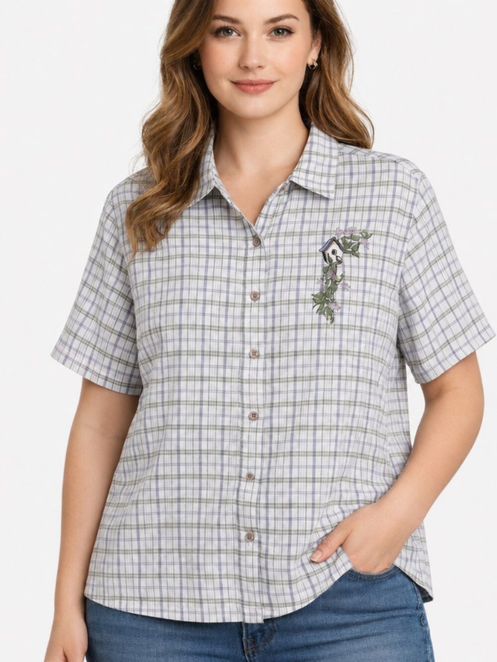 Northern Reflections Plaid Shirt Size XL Cotton Embroidered Plaid